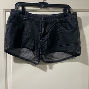 Half Leather/ Half Denim Shorts